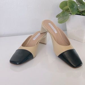 Saks Fifth avenue mules size 7.5 beige and black
